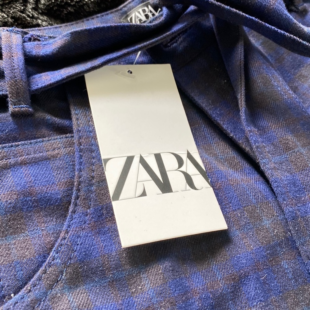Zara Plaid Cargo Trousers NWT